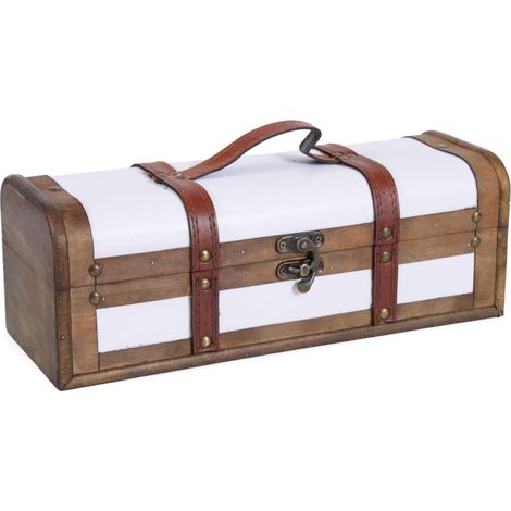 Portabottiglie singolo in legno bianco, 35x13x12 cm (kit da 3)