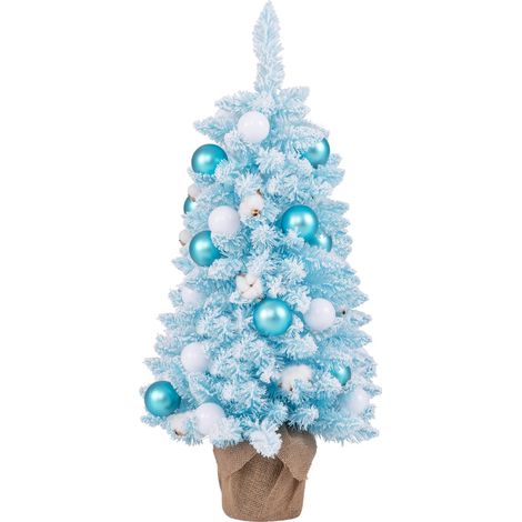 Albero di Natale artificiale mini da 90cm con 12 palline di cotone naturale Blu e bianco (1/5)