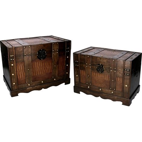 Coffre rectangulaire en bois marron (1/3)