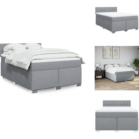 Sommier à lattes de lit avec matelas Gris clair 140x190cm Tissu - Sommier À Lattes De Lit - Sommiers À Lattes De Lit - Lit - Meuble De Chambre À Coucher (1/5)