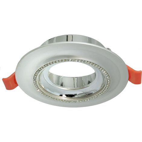 Portafaretto a incasso tondo con brillantini argento porta faretto per controsoffittatura illuminazione luce (1/5)