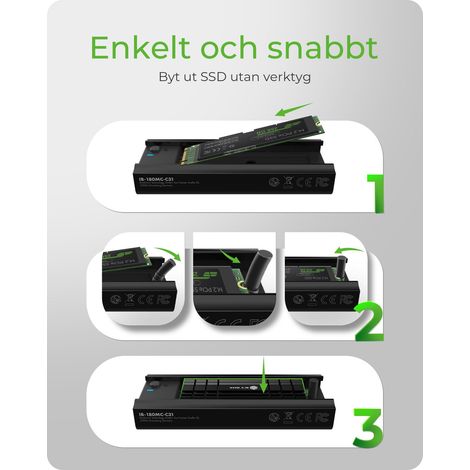 ICY BOX IB-180MC-C31 DockingStation M.2 NVMe&SATA SSD Externe Gehäuse