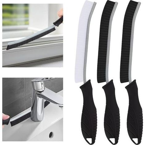 (3, Noir)Brosse de Nettoyage à Poils Durs, Brosse Joint Carrelage, Brosse Salle de Bain pour Les Toilettes, la Maison, la Baignoire, l'évier, la Fenêtre (1/5)