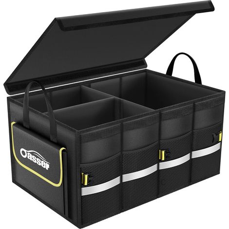 Rangement Coffre de Voiture Organisateur Coffre Voiture 55L en 600D Support 30KG Etanche Multi-compartiments avec Couvercle Pliable et Bande Réfléchissante pour SUV Camion (1/5)