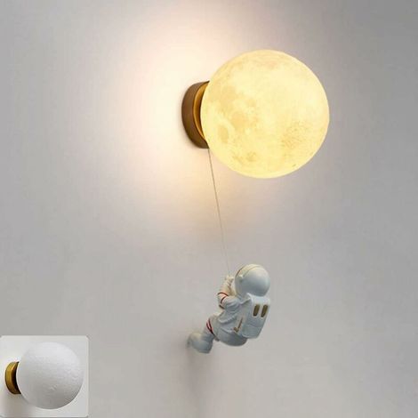 Applique murale 3D Planète Lune, veilleuse à intensité variable, lampe de nuit sphérique pour chambre d'enfant, lampe astronaute à hauteur réglable, lampe de chevet (1/4)