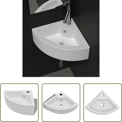 vidaXL Lavabo blanc - Lavabo avec trou de trop-plein 45x32x12,5 cm Blanc (1/5)