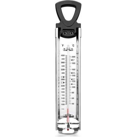 ZUCKERTHERMOMETER AUS EDELSTAHL UND GLAS - HOCHWERTIGE QUALITÄT - 30 CM LANG - TEMPERATUR +200 °C - QUECKSILBERFREIES DISPLAY