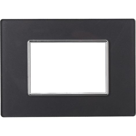 ETTROIT AN84310 Abdeckplatte der Moon-Serie, 3 Module, Glas, dunkler Stahl, kompatibel mit der BTicino Axolute-Serie