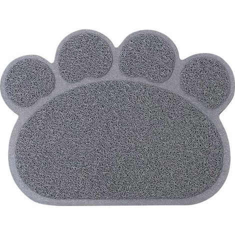 Tapis Litière Pour Chats, Haute Qualité Bac À Litière Pour Chats Grande, Matériel de Pvc, Forme de Patte de Chat Mignon, Imperméable et Durable, Facile À Nettoyer, Antidérapant, Gris, 40 cm × 30 cm (1/5)