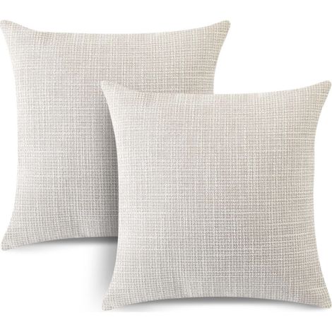 Housses de coussin d'extérieur, lot de 2, 45 x 45 cm, taies d'oreiller carrées décoratives en lin pour terrasse, canapé, balcon. (1/5)
