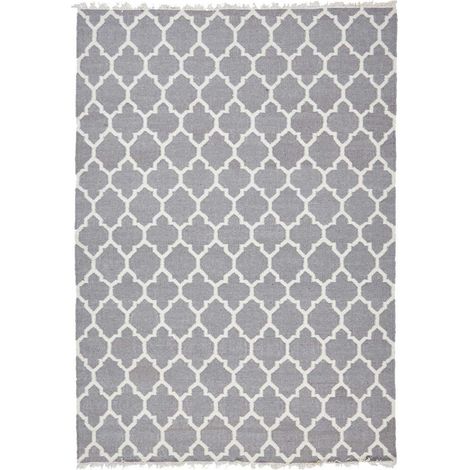 Tapis kilim fait main en laine 240x340 gris rectangle motif scandinave LYN12 AFRIRA (1/4)