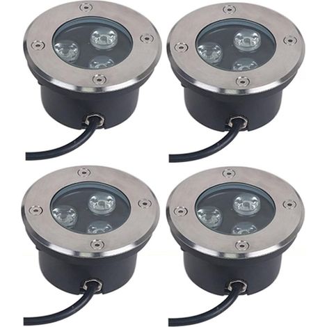 Lot De 4 Spots LED Ultra-Fins - Éclairage sous-Marin Étanche 3 W, Spot LED D'extérieur Étanche IP68, Éclairage Encastré pour Piscine, Jardin, Terrasse(Warm White,3W(12V))