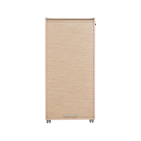 Beaux Meubles Pas Chers – Armoire informatique mobile chêne naturel – 2 tiroirs – 5 niches – Dimensions L 65.2 H 139.9 P 53.1 cm – Fermeture à clé (1/5)