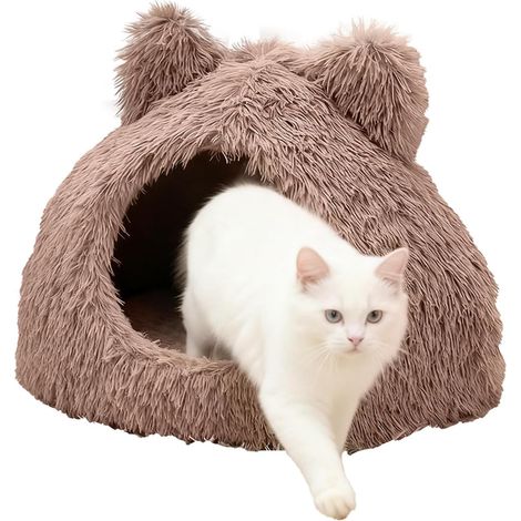 Panier Chaud pour Chat Nid Chauffant Semi Fermé pour Chaton Lit Rond à (1/5)
