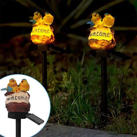 Lampe Solaire Jardin Oiseau - 40 cm - Étanche IP65 - Allumage Automatique Nuit/Jour - Pour Allée Cour Jardin Terrasse (1/5)