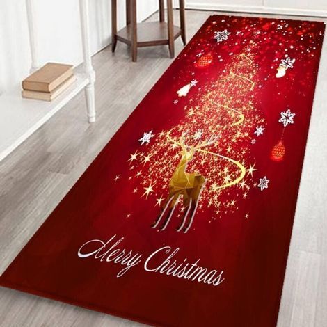 Tapis Noel,Tapis De Passage,Tapis De Bain,Tapis De Salon,Tapis De Cuisine Antiderapant En Flanelle Deco Noel Interieur,Rectangulaire (1/4)