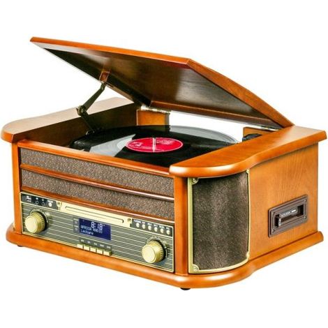 OPTEX Platine Vinyle Vintage Bois Vernis 1 Port USB Rétro Tourne Disque (1/3)