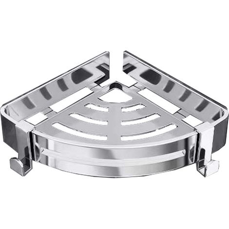 Estante de esquina para baño de acero inoxidable - Almacenamiento sin perforaciones (1/5)
