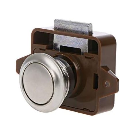 Push Button Lock, Mini Button Lock for Cupboard, Cabinet, Door Knob for Home, Cars, Motorhomes, Caravans, Brown (1/5)