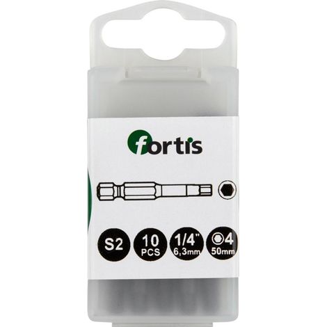 Bit zähhart 1/4" DIN3126 E6,3 Innensechskant 4x50mm 10er Pack FORTIS (1/4)