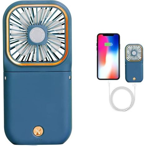 Ventilatore portatile, funzione di ricarica USB, mini ventilatore da tavolo, batteria da 3000 mAh, utilizzabile anche come power bank - Crezuo