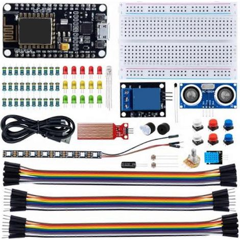ESP8266 IoT-Starterkit, Entwicklungsboard, Widerstände, LEDs, Dioden, WLAN, Internet der Dinge, Lernkit (1/4)