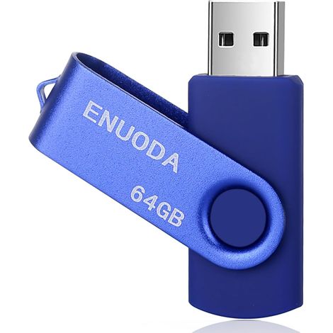 Clé USB 64 Go Clef USB 2.0 Flash Drive Mini Portable Grande Capacité Mémoire Stick avec Lumière LED pour Le Stockage et la Sauvegarde (Bleu) (1/5)