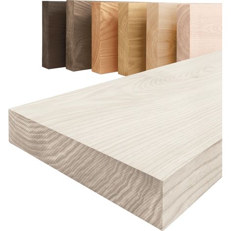LAMO Manufaktur Étagère Bois Massif sans pièces de Fixation  Etagere 130 cm Largeur pour Salle de Bain, Couloir, Cuisine  Couleur: Blanc Bord: Droit   Bois Massif, Design Moderne