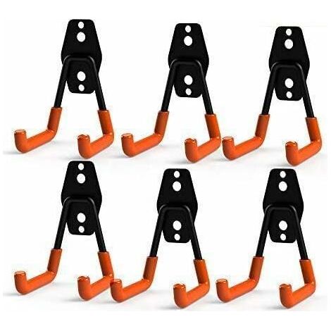 Steel Garage Storage Utility Double Hooks, Heavy Duty for Organizing Power Tools, Small U Hooks (pack of 6) (1/4)