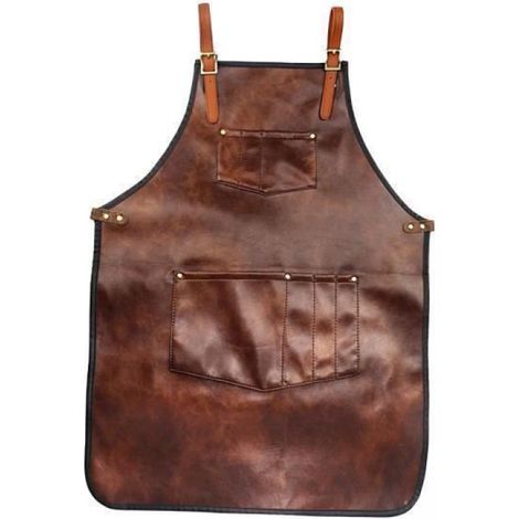 Tablier De Barbier - Cuir PU - Croisé Dos - Réglable - Noir - 78 x 61 cm - Unisexe - 2 Pièces (1/3)