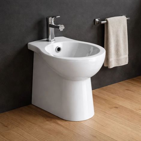 Serie dark bidet ceramica bianco lucido a pavimento elegante finitura- bianco - confezione 1 (1/5)