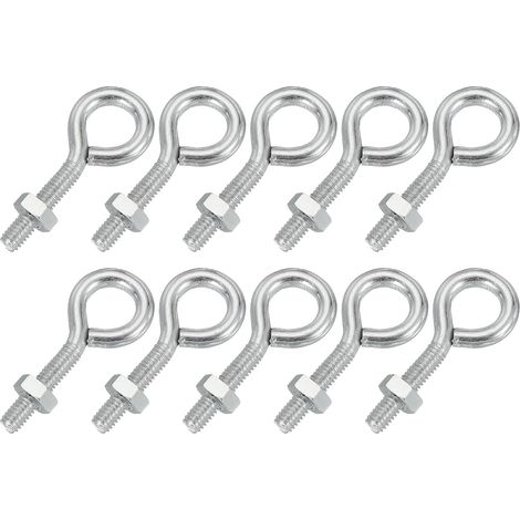 Piton À Œil - 10 Pcs - Acier Au Carbone - Filetage M4x20mm - Pour Suspension Et Fixation - Argent (1/5)