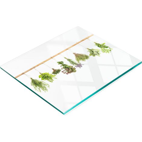 Tabla decorativa de cristal para servir aperitivos con guirnalda de hierbas, 60x52 cm. (1/5)