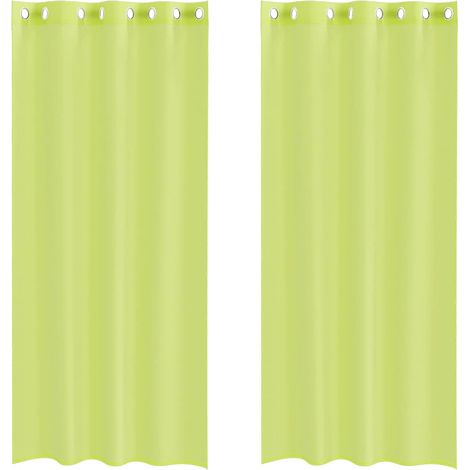 Maison Exclusive - Voile Vorhänge mit Ösen 2 Stk. Apfelgrün 140x2 (1/5)