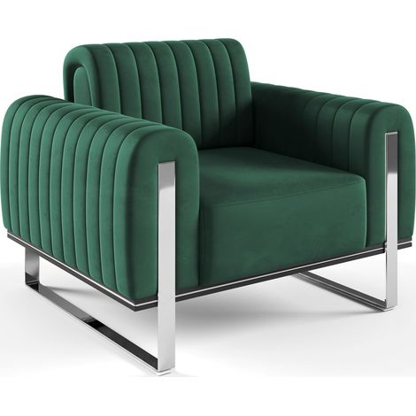 Selsey Parissa - Sessel, Samt Grün verchromte Füße, 106 cm (1/5)
