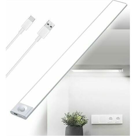 ZVD-Réglette LED Cuisine Sous Meuble Rechargeable USB - 40 cm - 2500 mAh - Lampe Placard Détecteur de Mouvement - Barre LED Sans Fil Rechargeable - Lumière avec Capteur PIR à Pile pour Escalier Intéri (1/4)