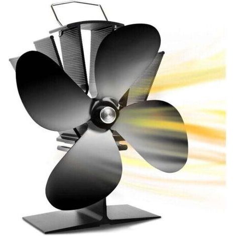 Ventilateur Poele à Bois Alimenté par la chaleur 4 lames pour brûleur/bûches/cheminée, 40°C/104° F Départ rapide circulation d'air chaud ultra silencieuse économisant le carburant efficacement (1/5)