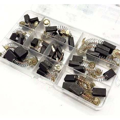 Lot de 40 balais de charbon pour moteur électrique, 10 tailles, universels, pour perceuse, machine, pour ponceuse, scie circulaire