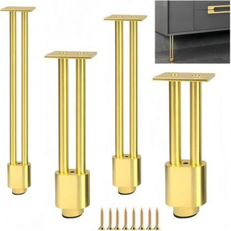 Aluminum Furniture Legs (4 pieces) – Replacement metal legs for tables, cabinets and beds – Sturdy and durable support (gold, 20 cm)