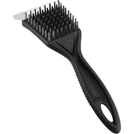 Cepillo para barbacoa, Cepillo de limpieza para barbacoa, Raspador, Cepillo para barbacoa de alambre de acero inoxidable, Fácil de sujetar, Negro (1/5)