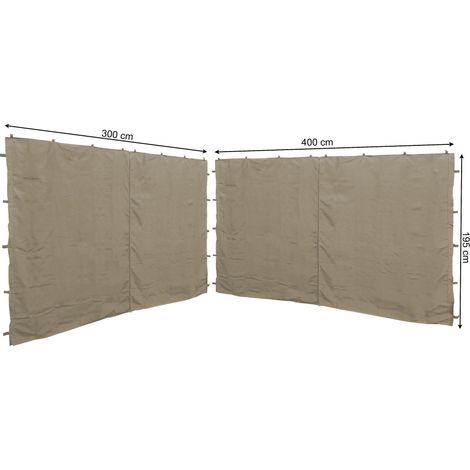 Quick-Star – Lot de 2 panneaux latéraux avec fermeture éclair 300/400x197cm – Beige RAL 1001 – Accessoires pour pavillon 3x4m – 100% polyester 170g/m²