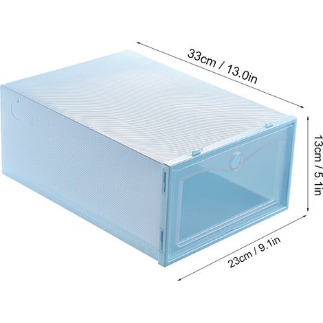 Dicke, transparente Schuhaufbewahrungsbox, 45° auslaufsicherer Organizer mit integriertem Stapelsystem, 33x23x13cm blaues Modell, aus hochwertigem Kunststoff, perfekt für Schuhe, Turnschuhe und High H (1/5)