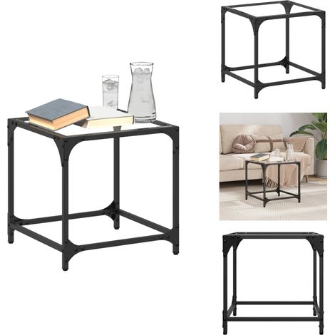 Couchtisch mit Glasplatte Transparent 40x40x40 cm Stahl - Couchtisch - Wohnzimmertisch - Glastisch - Esszimmertisch - Dekorationstablett (1/5)