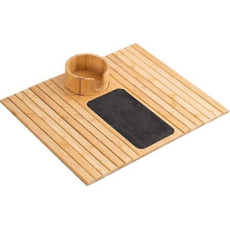 Plateau d'accoudoir de canapé avec porte-gobelet, plateau d'accoudoir de canapé en bambou, porte-gobelet antidérapant pour canapé, clip pour plateau, plateau de table pliable pour accoudoir de canapé. (1/5)