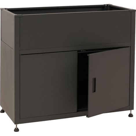 Jardinière sur pied HWC-O85, jardinière métallique sur pied, bac à fleurs, espace de rangement, métal 33 kg 91 x 101 x 5 (1/5)