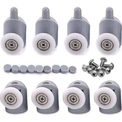 8 pièces Roulettes pour Porte de Douche Galet Porte Coulissante de 23 mm pour Porte Douche Salle de Bain 4 Roulettes Supérieures et 4 Roulettes Inférieures (1/5)