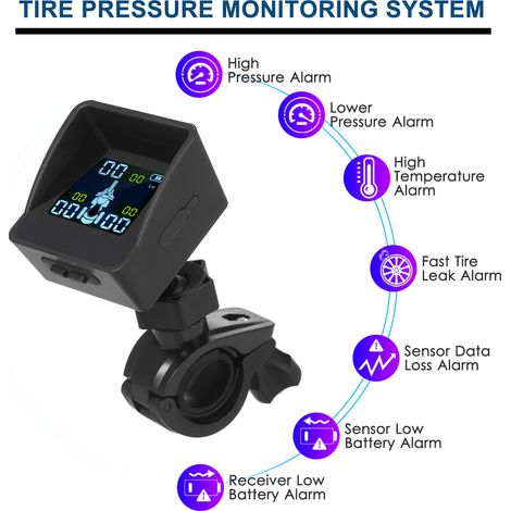 Sistema di monitoraggio della pressione degli pneumatici, monitor wireless con 3 sensori esterni, allarme per auto/tricicli (1/5)