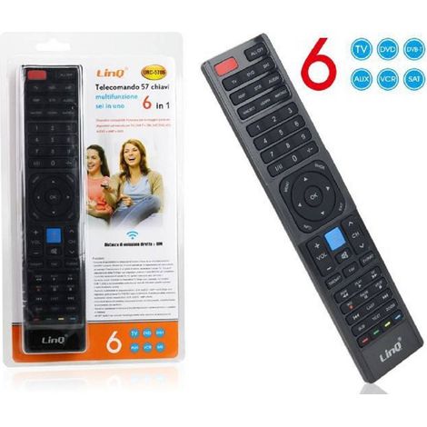 Linq - Telecomando Universale 6 In 1 Programmabile Urc-5706 Per Tv Lcd Led Multifunzione - (1/5)