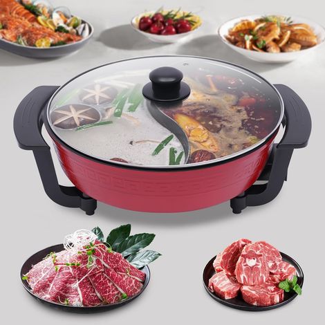 Hotpot électrique 6 l - 5 températures réglables - Avec couvercle en verre - Portable - 1360 W - Pour les familles, les fêtes, les restaurants, les pique-niques (1/5)