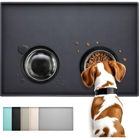 Dog Feeding Mat, Cat Feeding Mat, Non-Slip Design, 100% Waterproof Pet Food Mat, Raised Edge to Avoid Leakage of Water or Food, Dishwasher Safe (1/5)